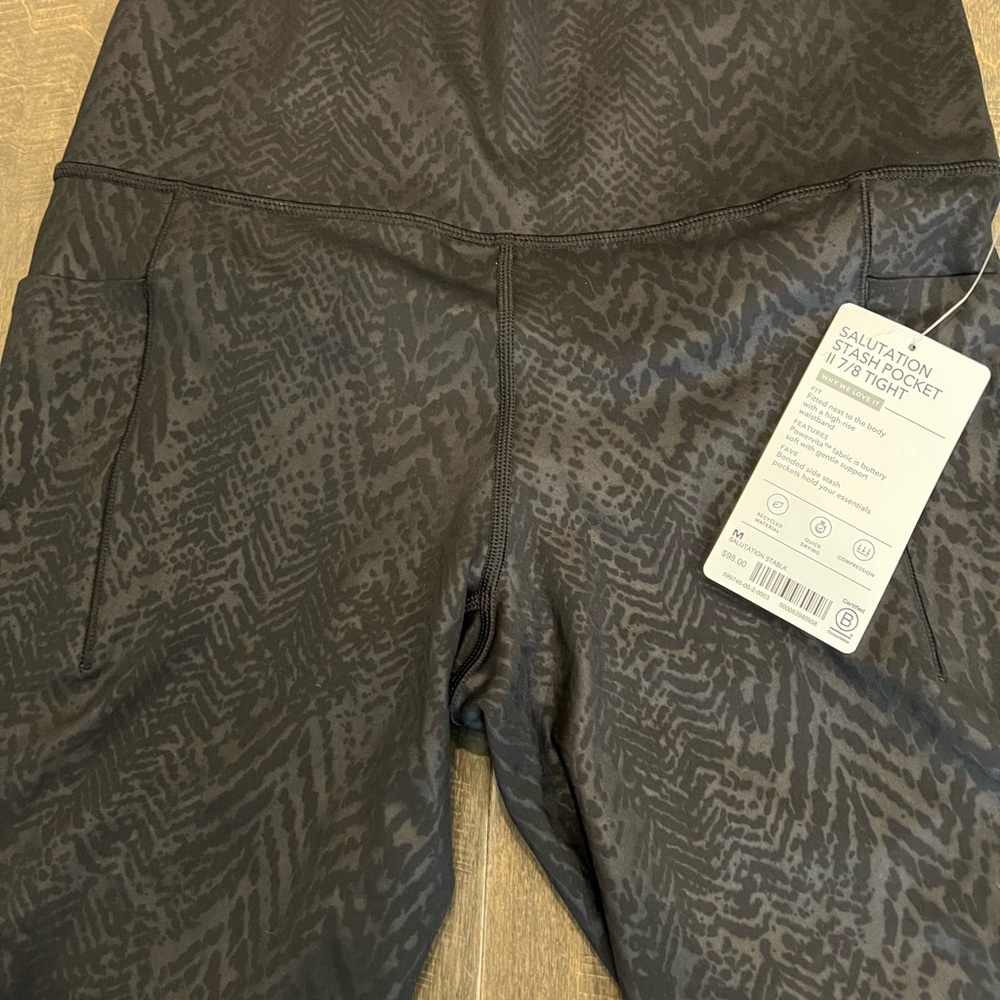 Athleta Black Patterned High-Waisted Leggings